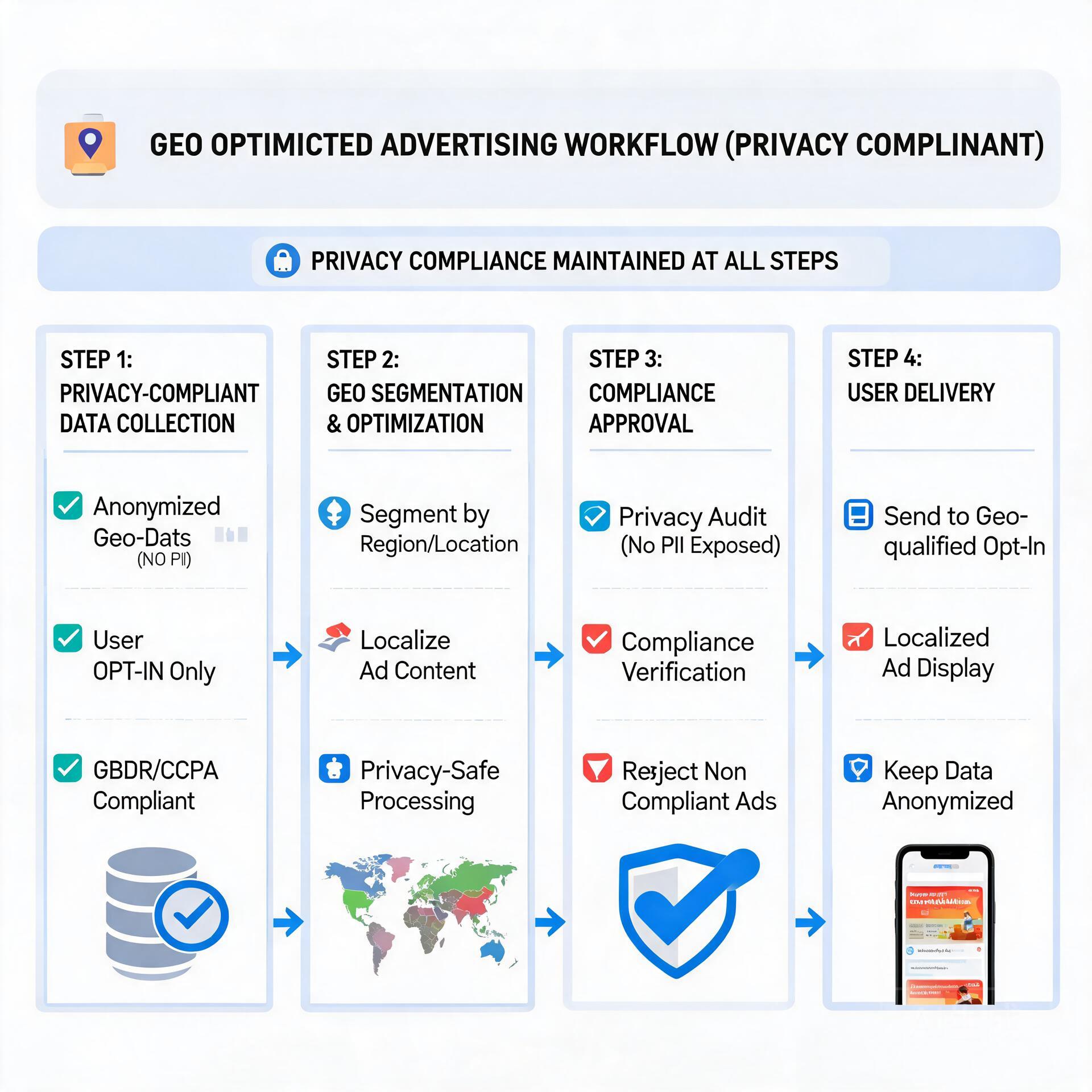 Infographic showing the workflow of GEO optimized
