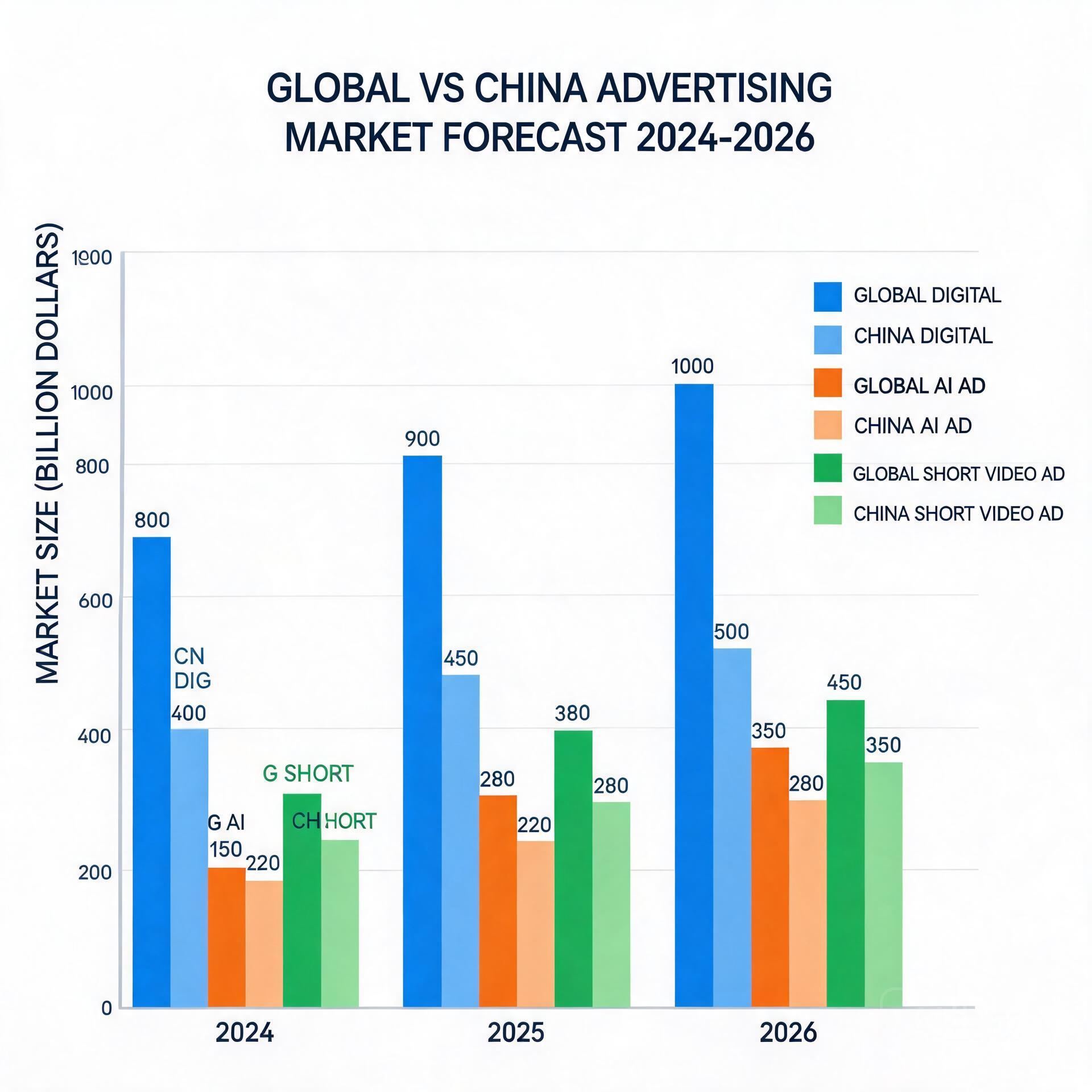 Bar chart showing global and Chinese advertising m