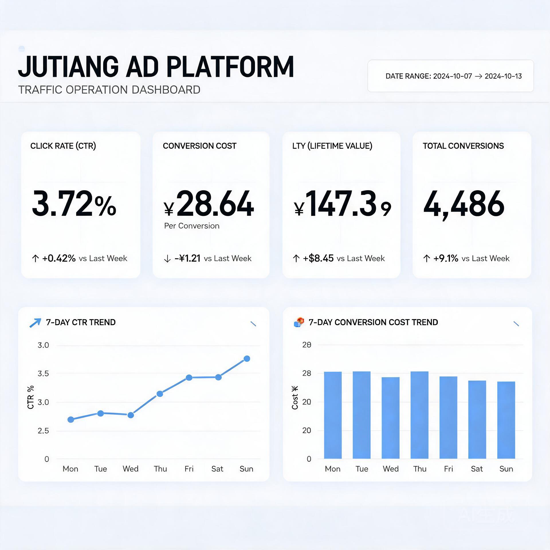 Data dashboard interface of Jutiang AD platform sh