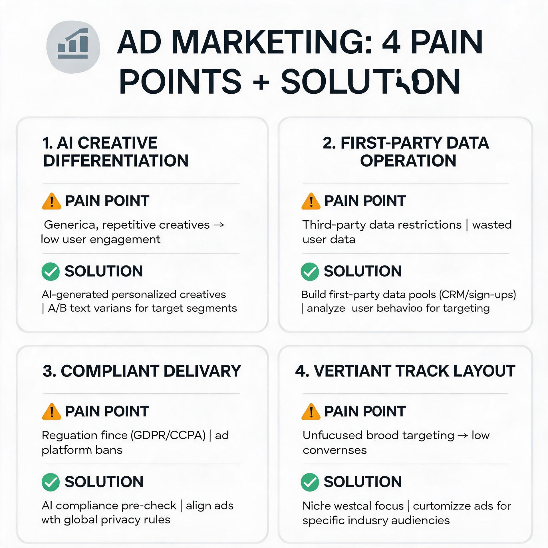 Infographic showing 4 core pain points of current