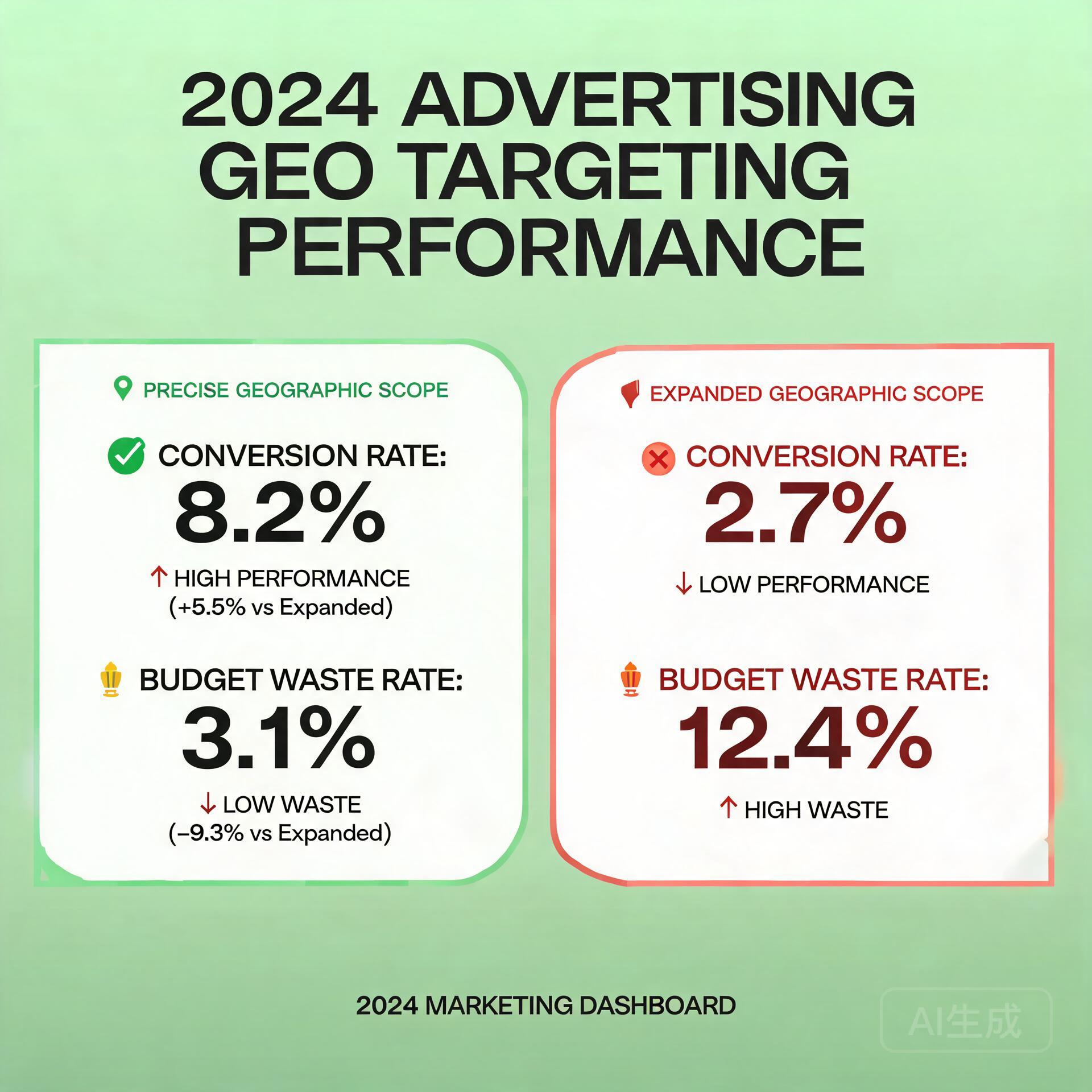 A data dashboard showing GEO targeting performance