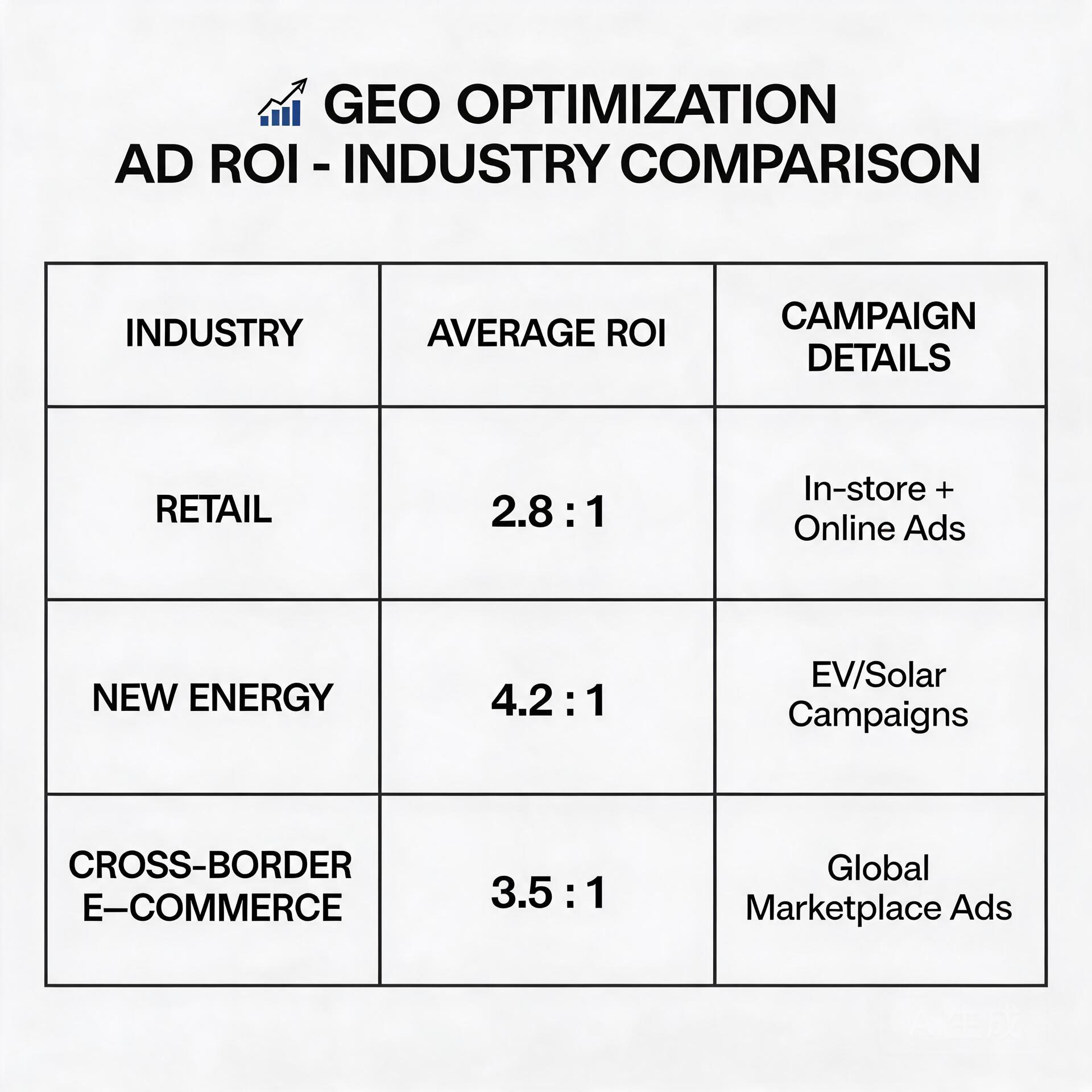 Case comparison chart of GEO optimization ad ROI a