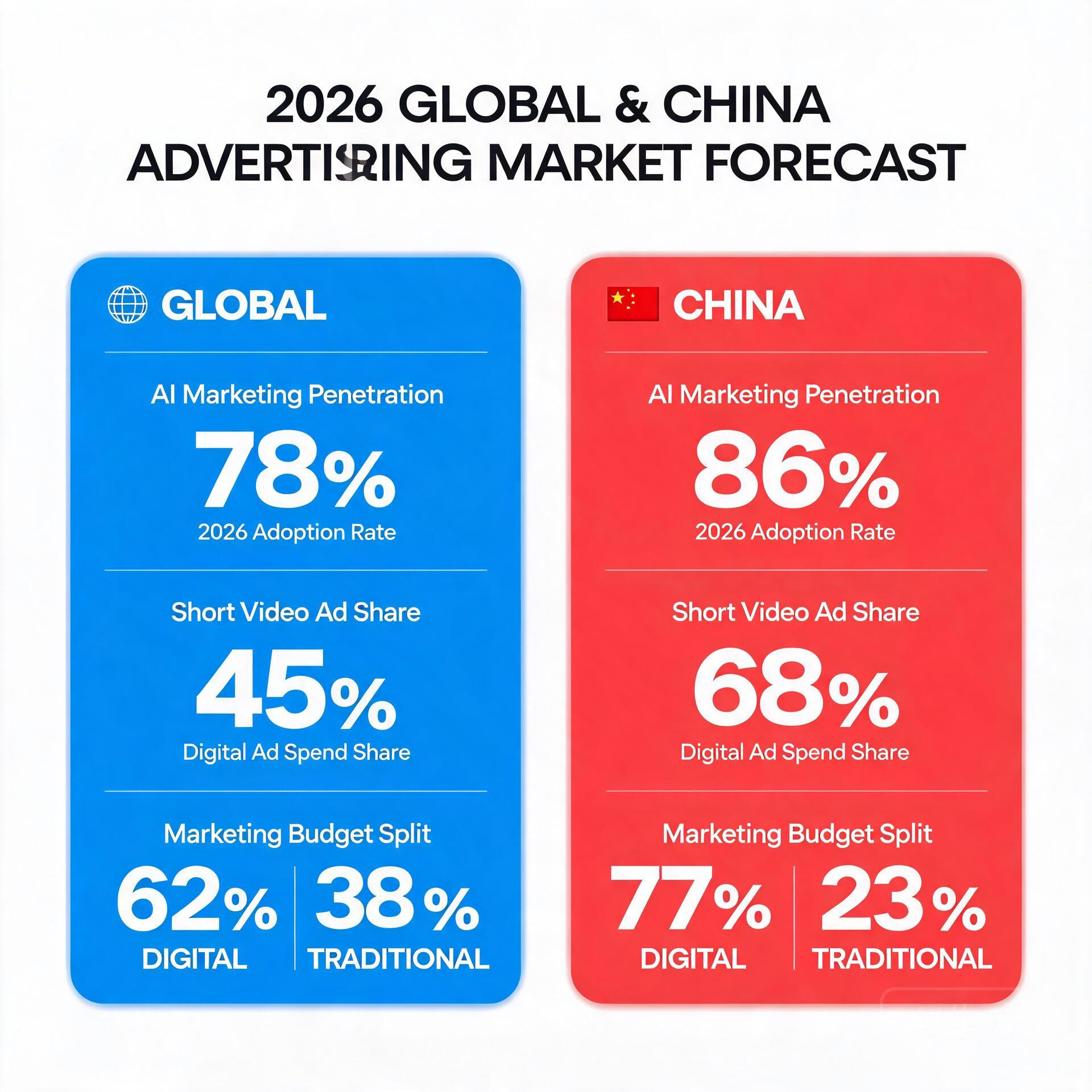 Infographic showing 2026 global and China advertis