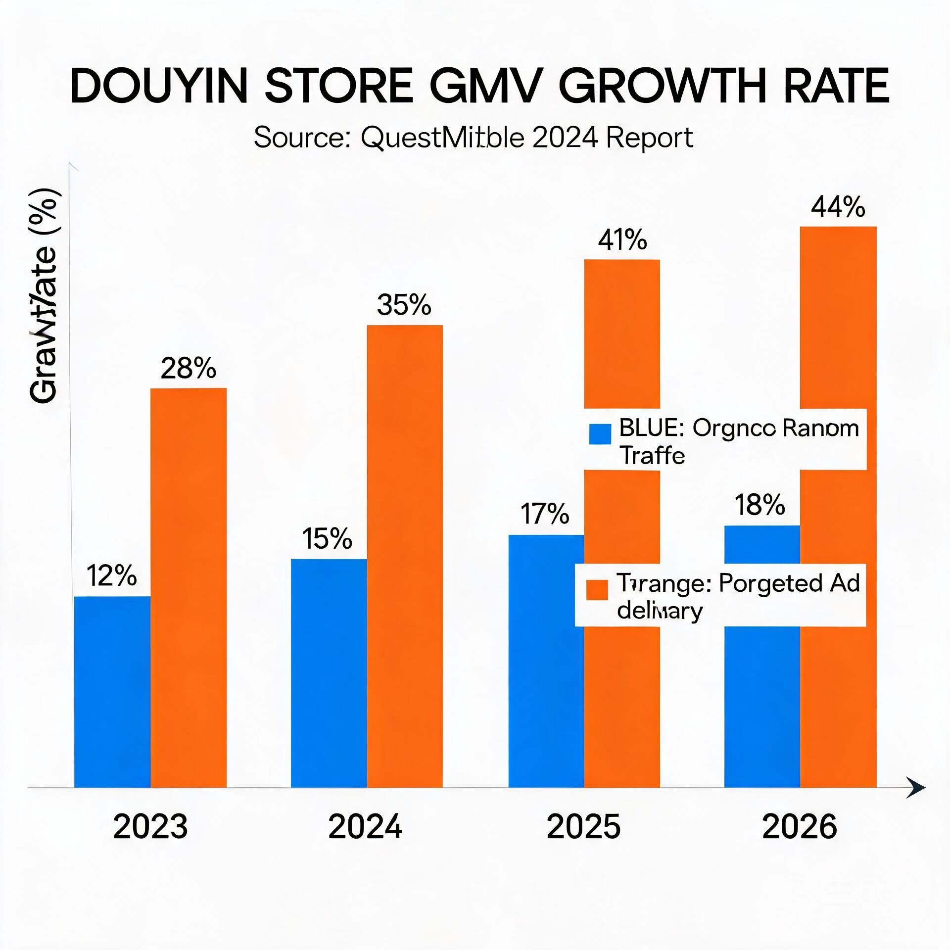 Bar chart comparing 2023-2026 Douyin store GMV gro