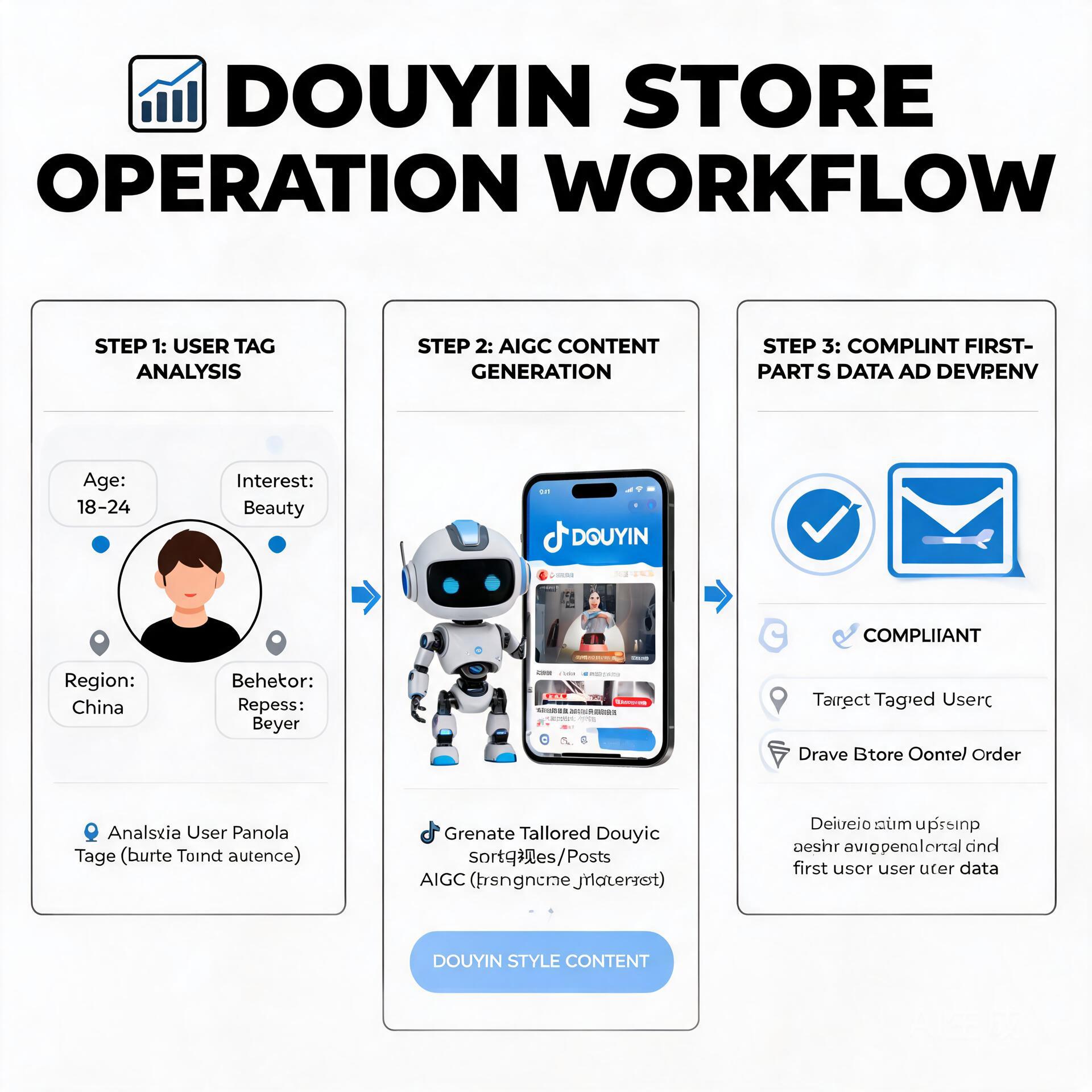 Infographic showing Douyin store operation workflo