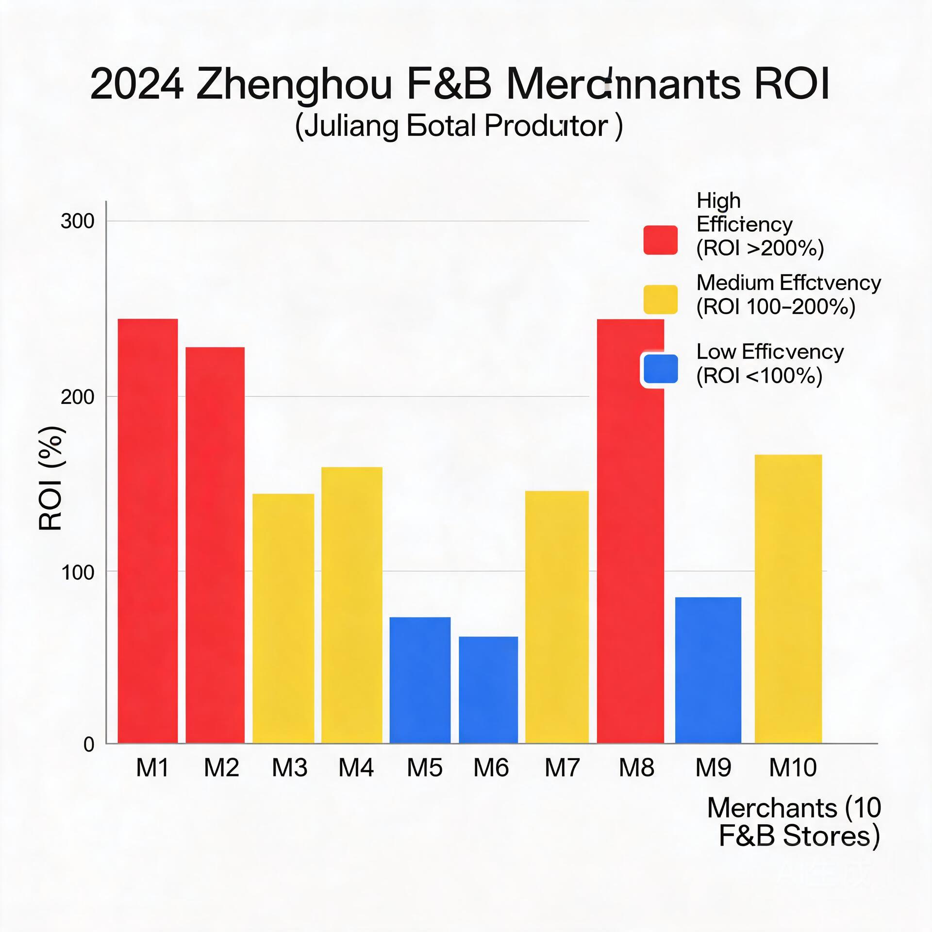 Bar chart showing ROI gap of 10 F&B merchants usin