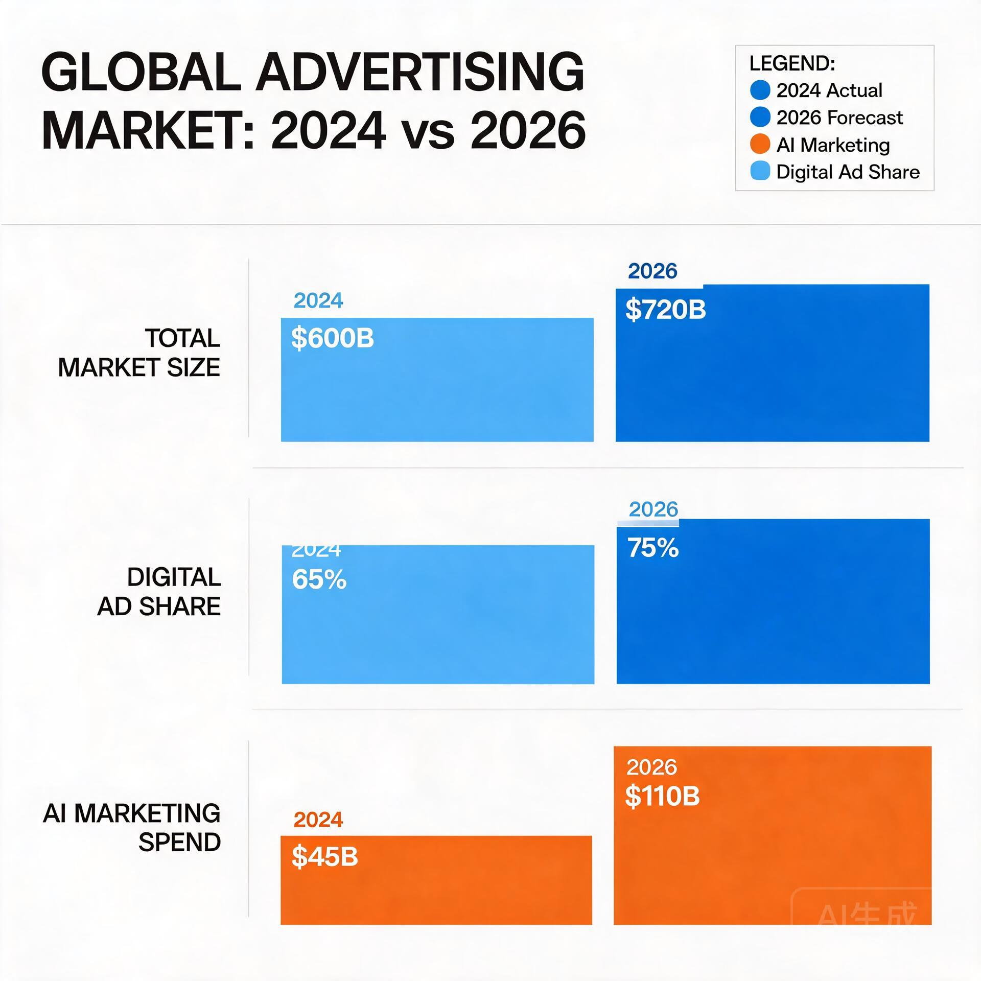 Bar chart comparing 2024 global advertising market