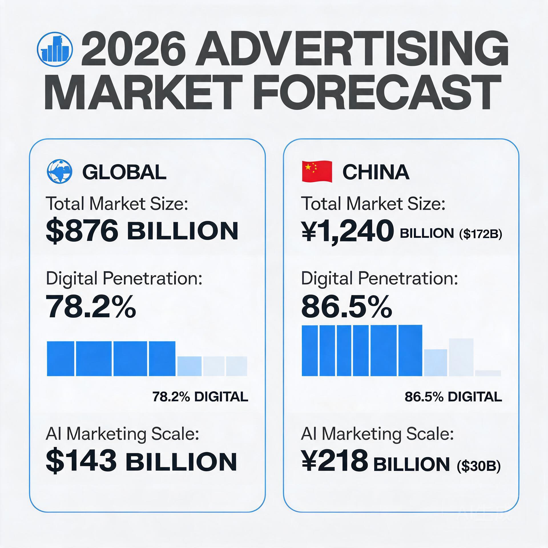Infographic showing 2026 global and China advertis