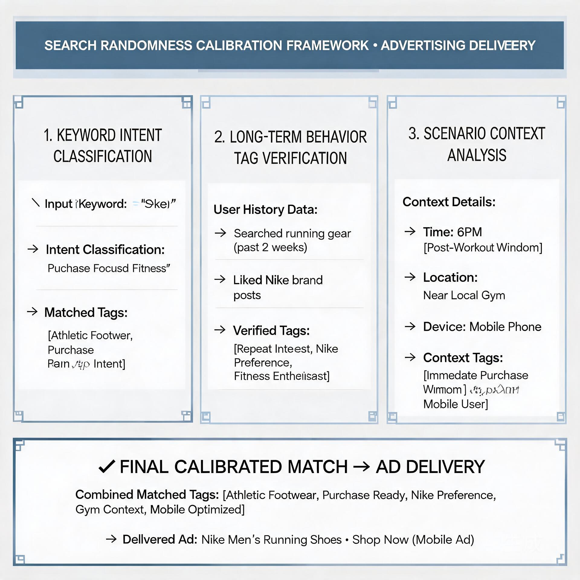 Search randomness calibration framework for advert