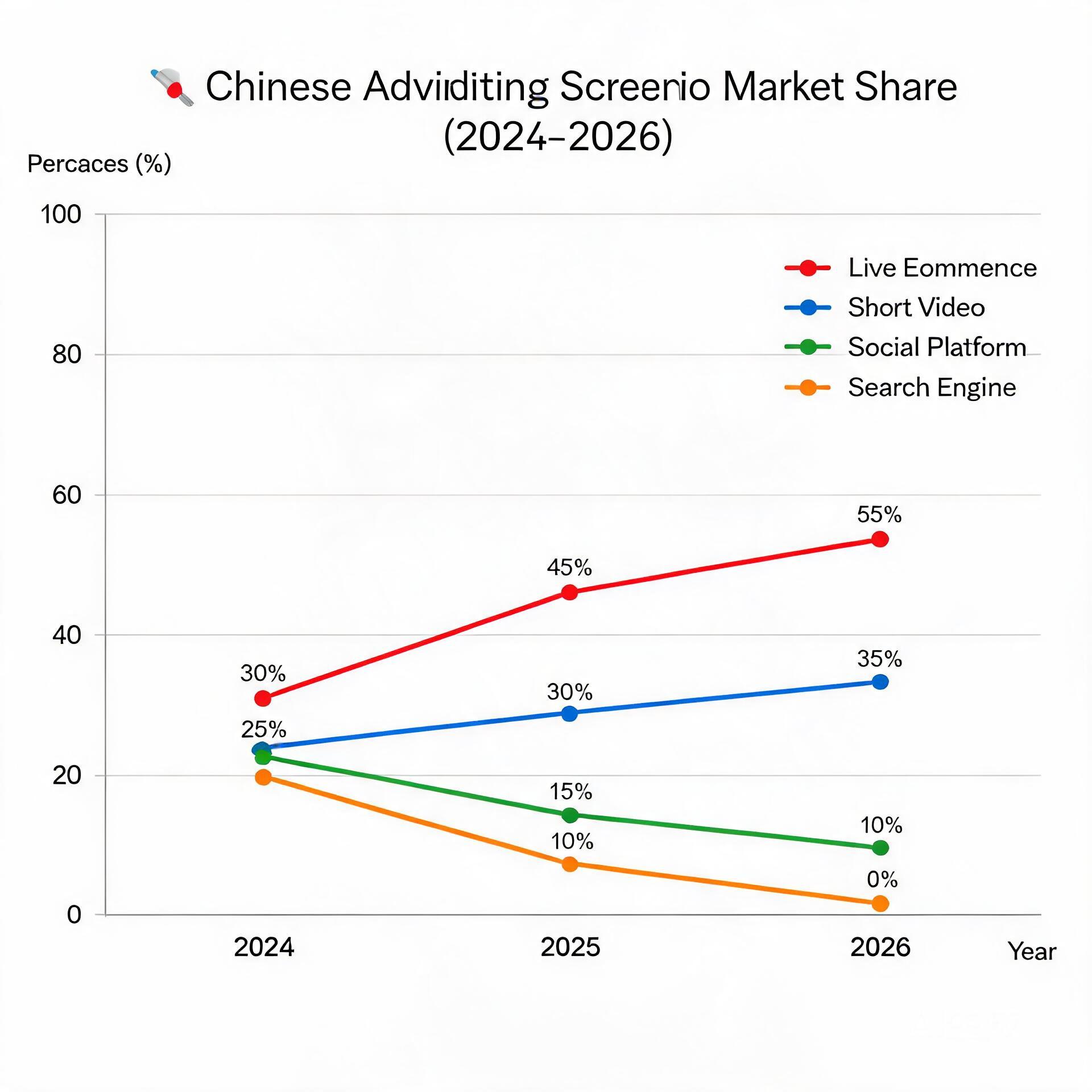 Line chart showing the proportion of different adv