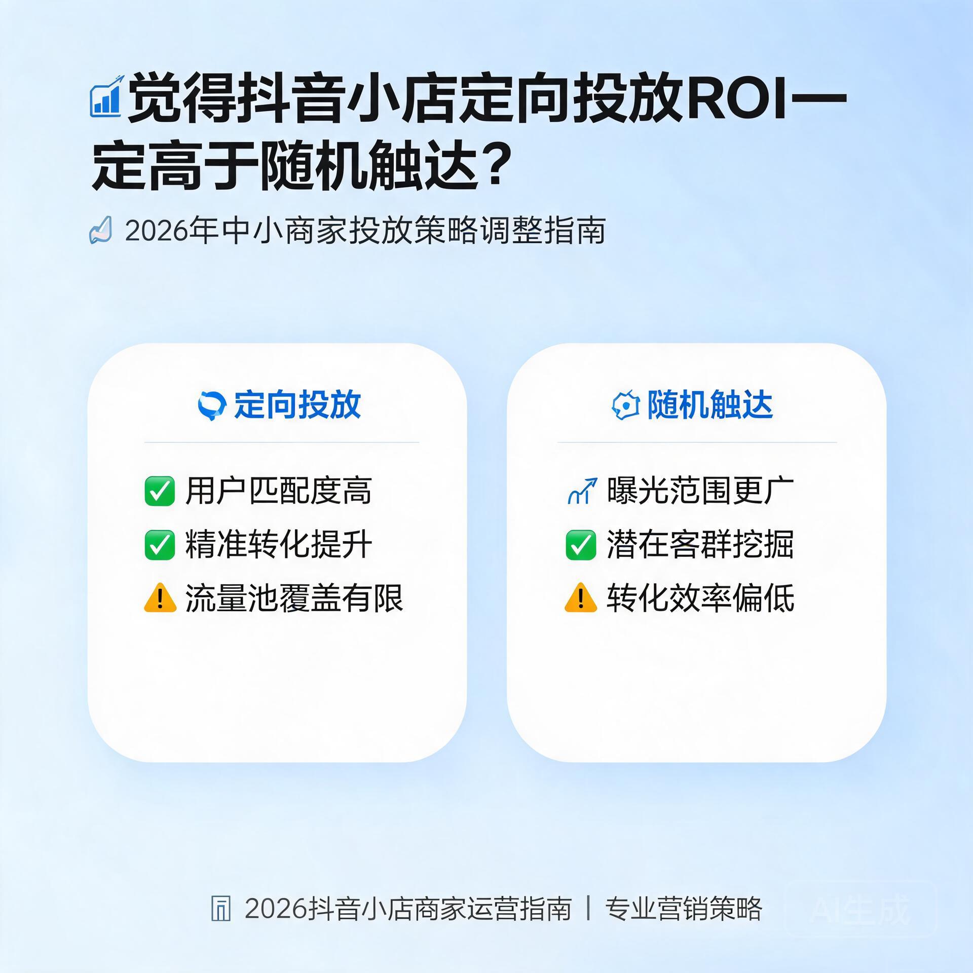 觉得抖音小店定向投放ROI一定高于随机触达?2026年中小商家投放策略调整指南