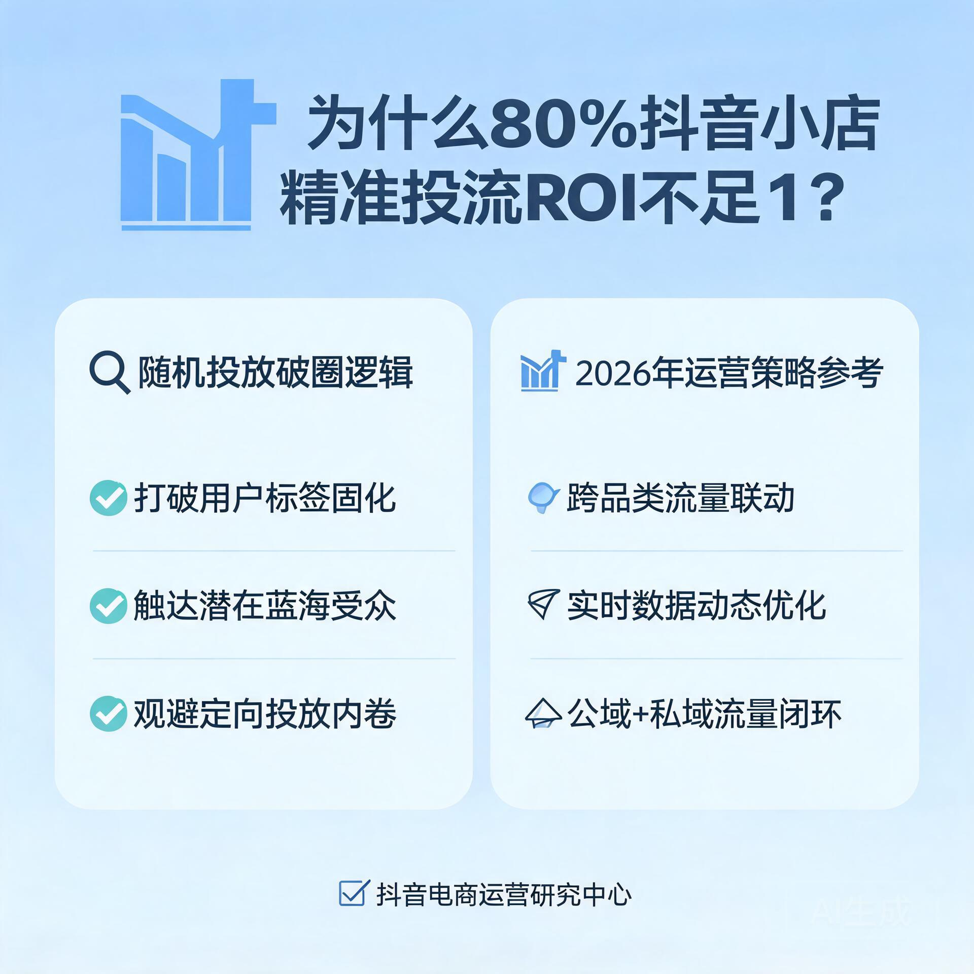 为什么80%抖音小店精准投流ROI不足1？随机投放破圈逻辑与2026年运营策略参考