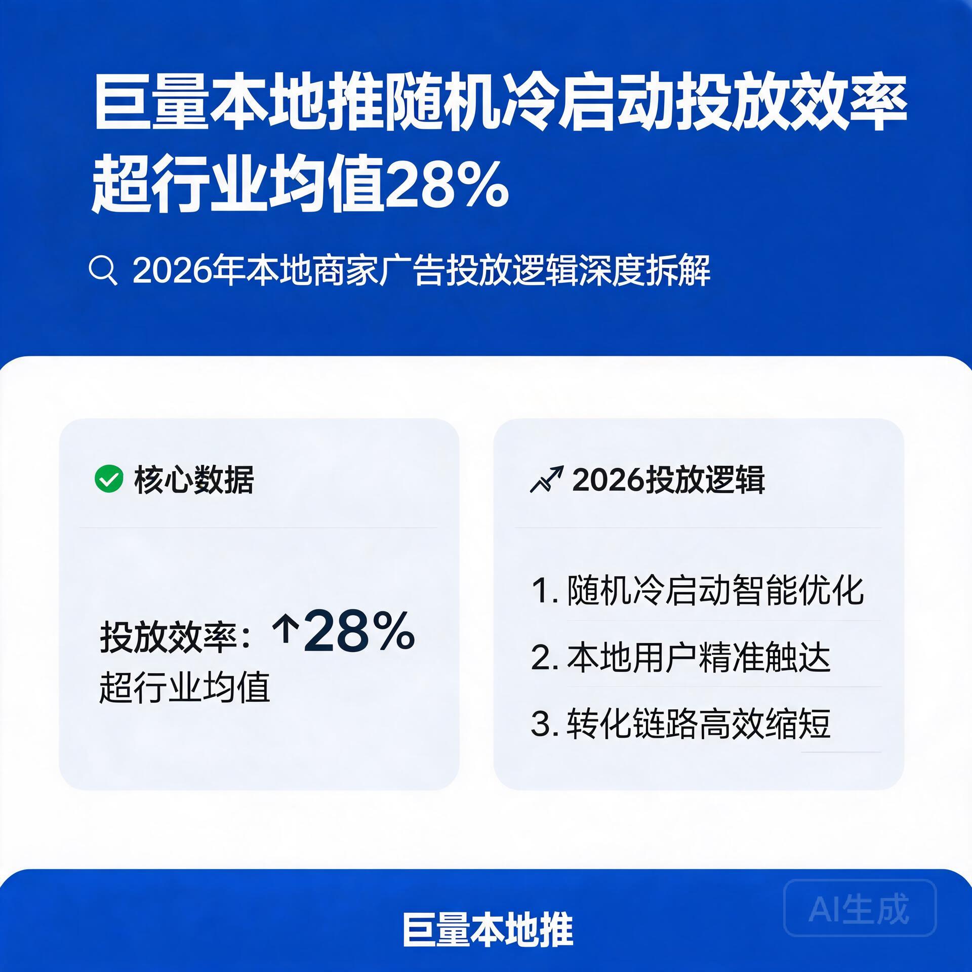 巨量本地推随机冷启动投放效率超行业均值28%?2026年本地商家广告投放逻辑深度拆解