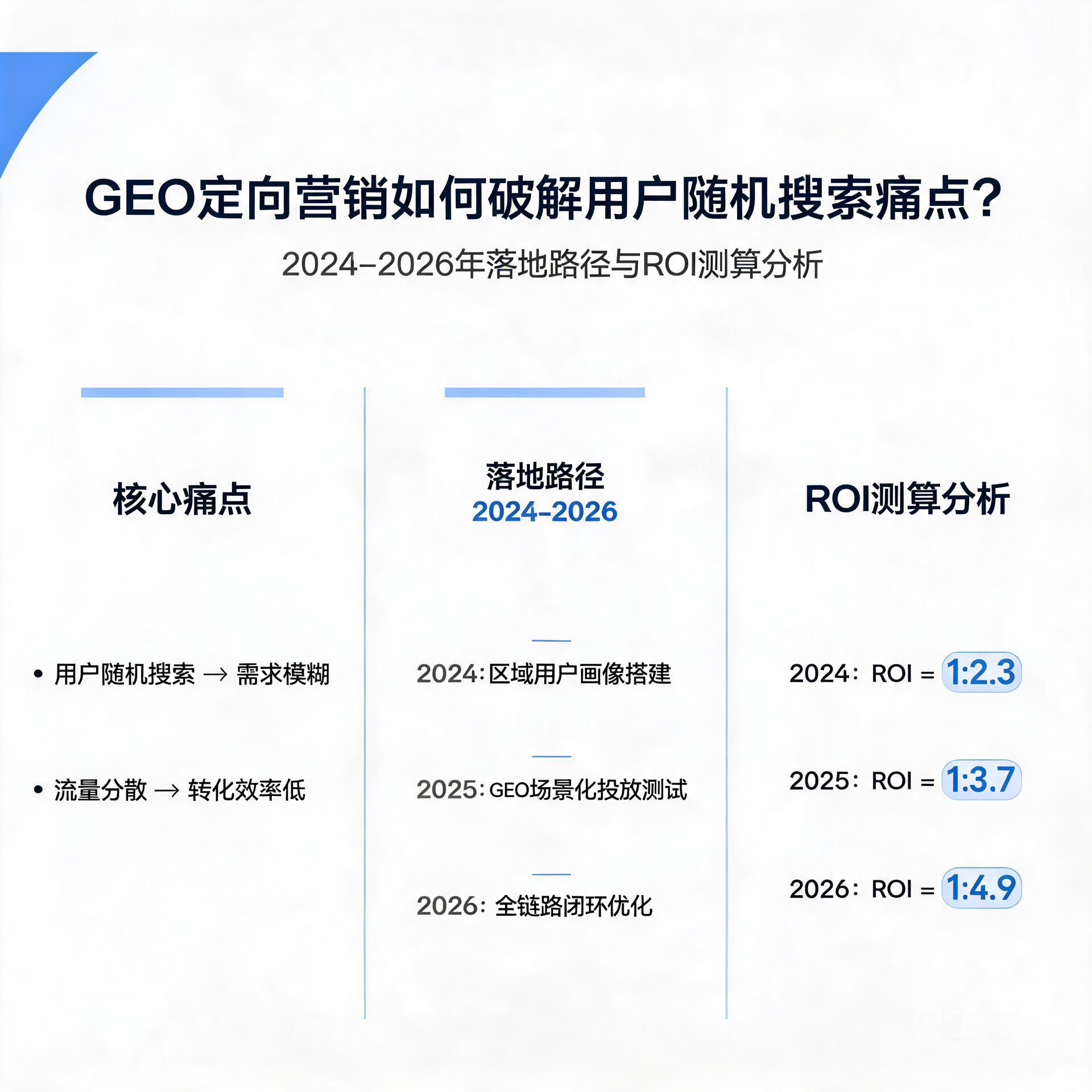 GEO定向营销如何破解用户随机搜索痛点？2024-2026年落地路径与ROI测算分析