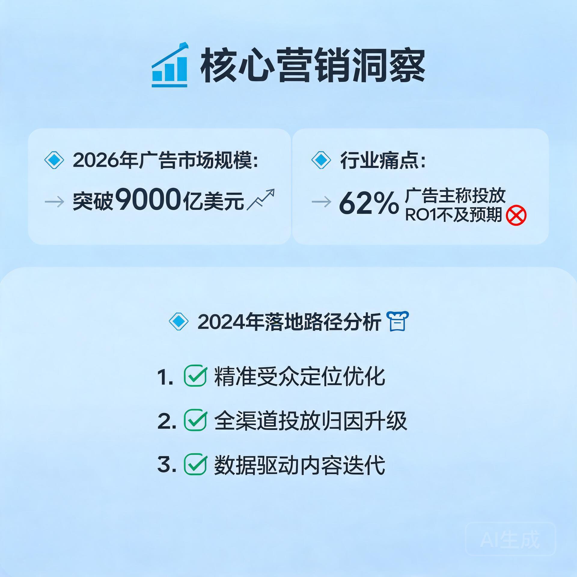 为什么2026年广告市场规模将破9000亿美元,却有62%广告主称投放ROI不及预期?2024年落地路径分析