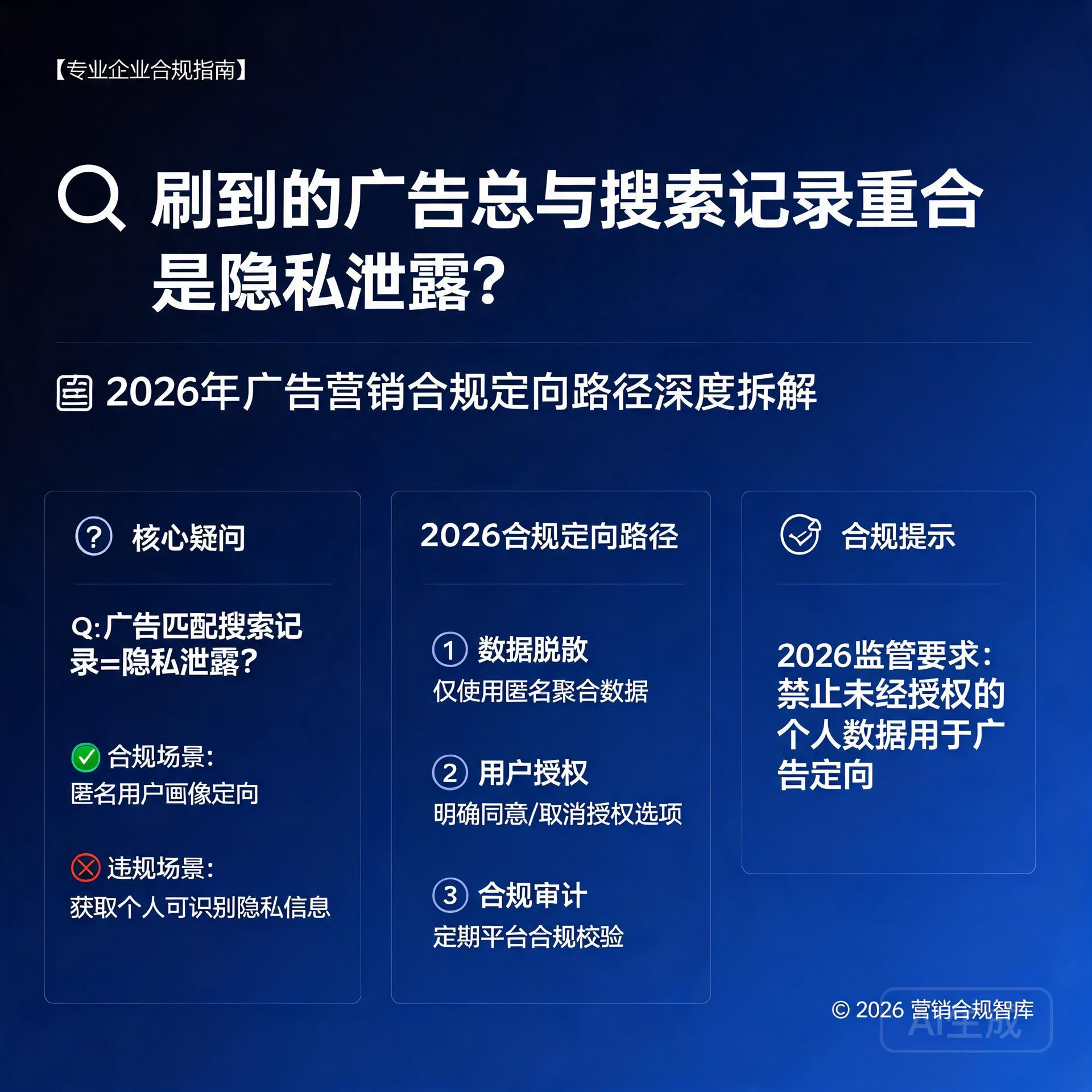 刷到的广告总与搜索记录重合是隐私泄露?2026年广告营销合规定向路径深度拆解