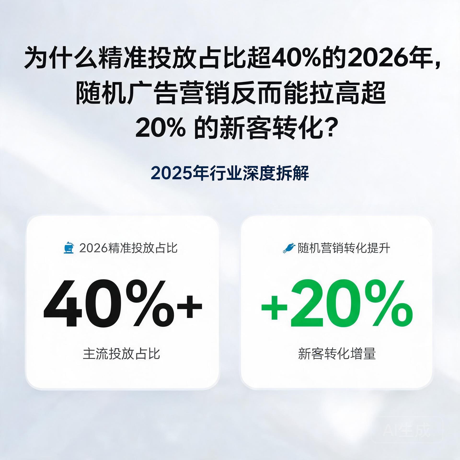 为什么精准投放占比超40%的2026年,随机广告营销反而能拉高超20%的新客转化?2025年行业深度拆解