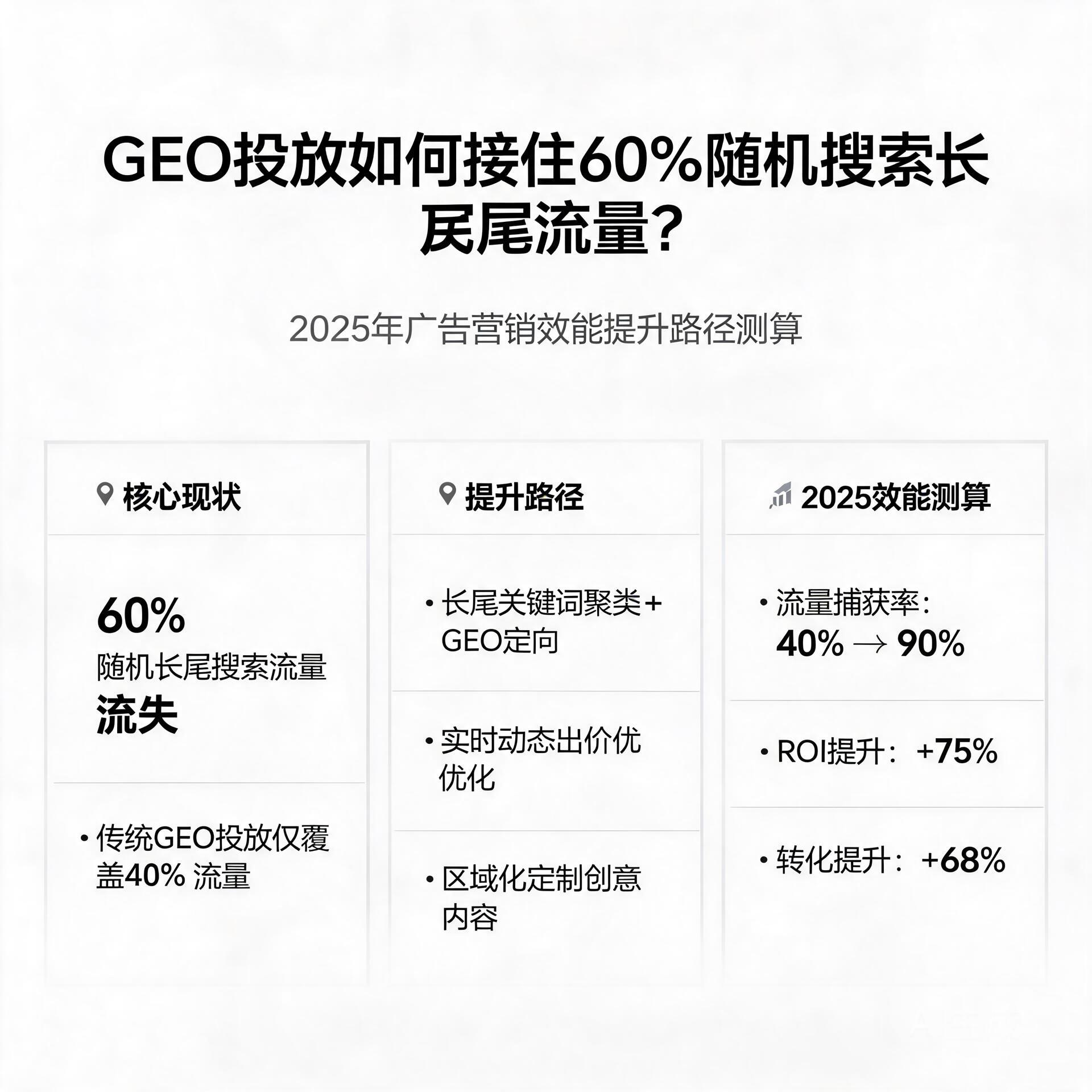 GEO投放如何接住60%随机搜索长尾流量？2025年广告营销效能提升路径测算