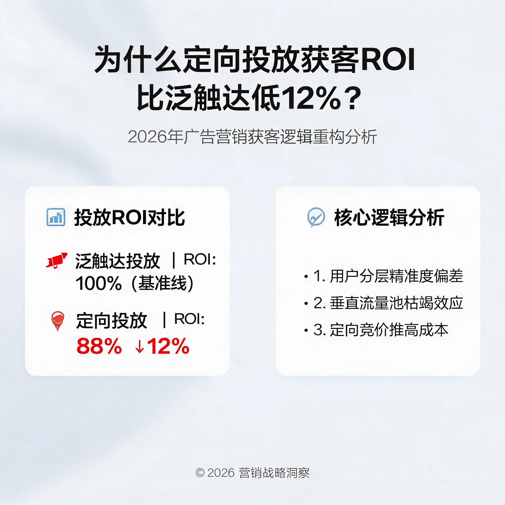 为什么定向投放获客ROI比泛触达低12%?2026年广告营销获客逻辑重构分析