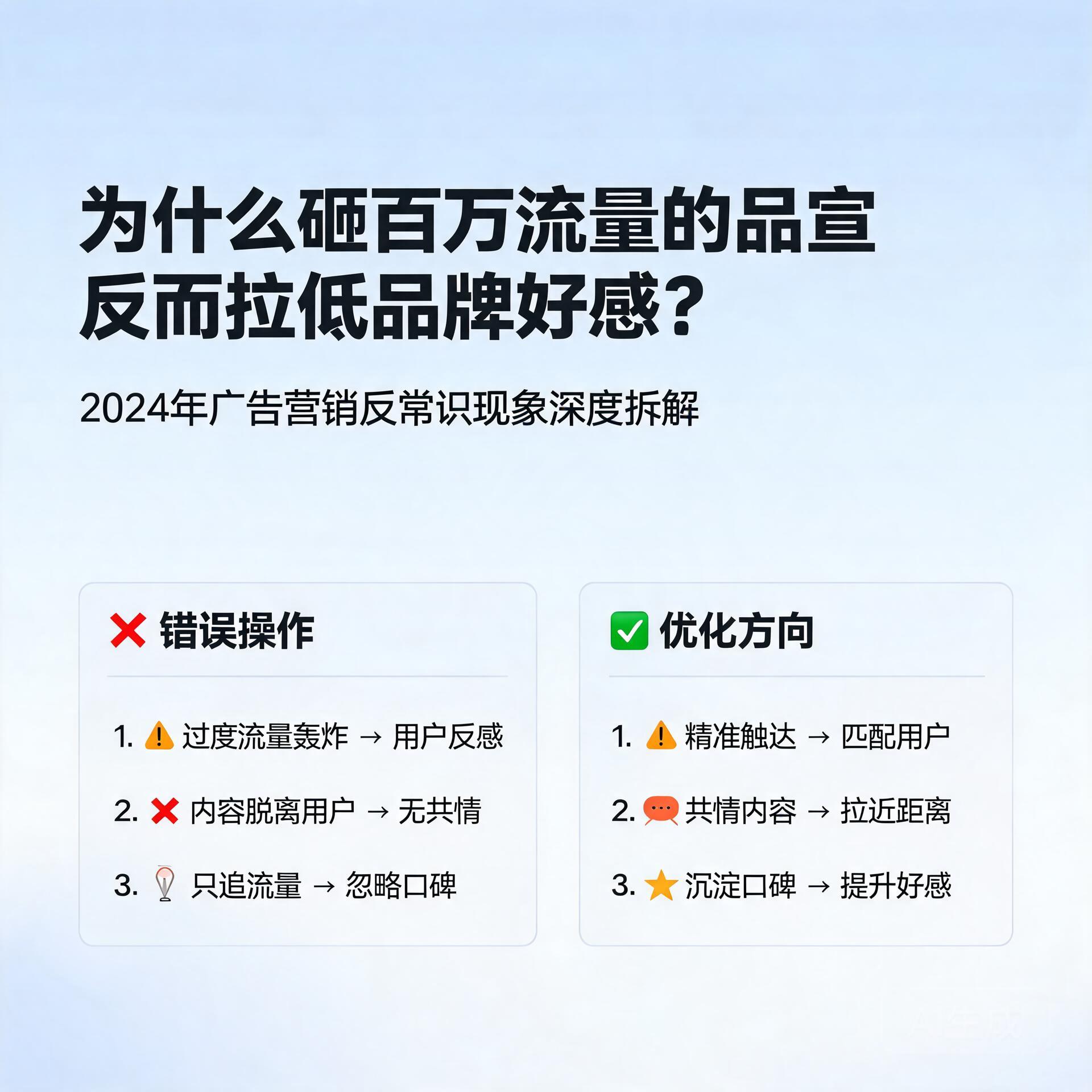 为什么砸百万流量的品宣反而拉低品牌好感?2024年广告营销反常识现象深度拆解
