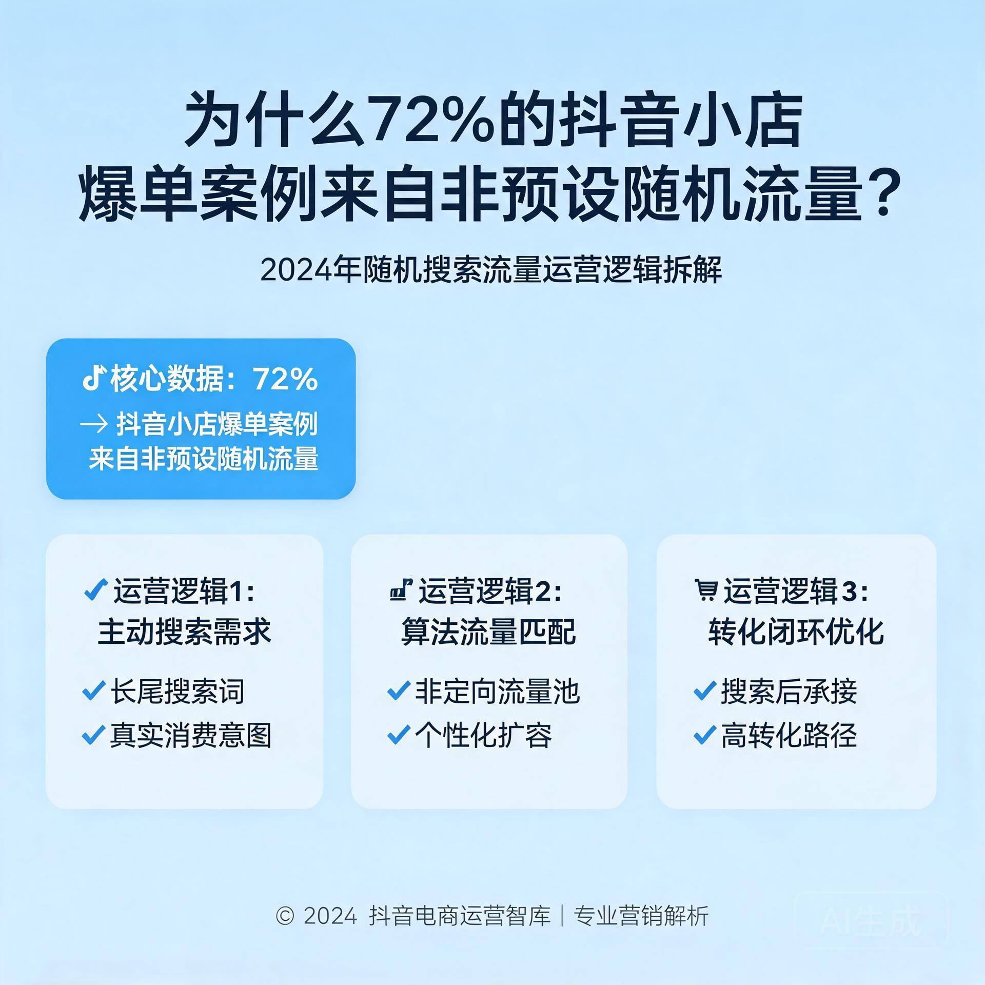 为什么72%的抖音小店爆单案例来自非预设随机流量?2024年随机搜索流量运营逻辑拆解