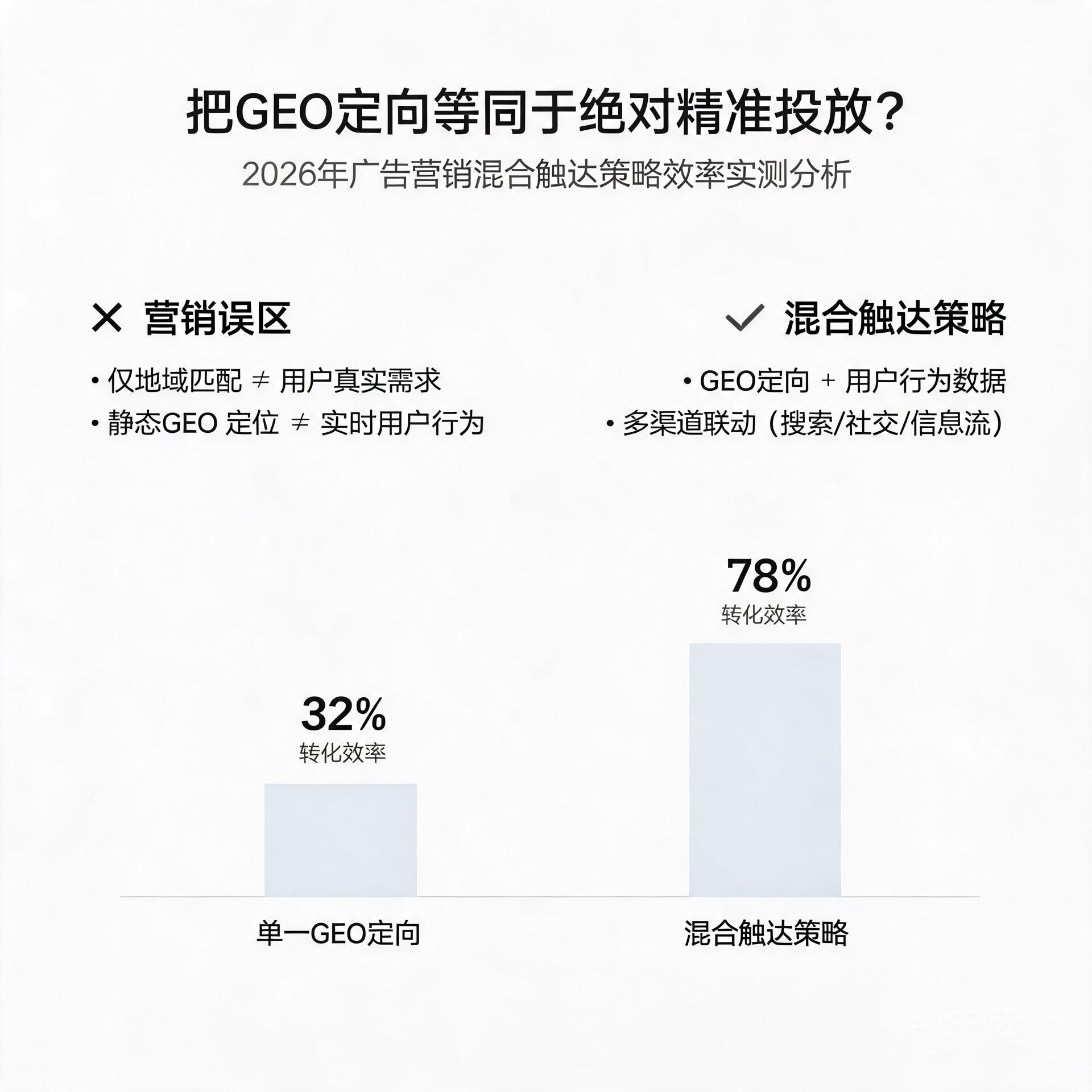 把GEO定向等同于绝对精准投放？2026年广告营销混合触达策略效率实测分析