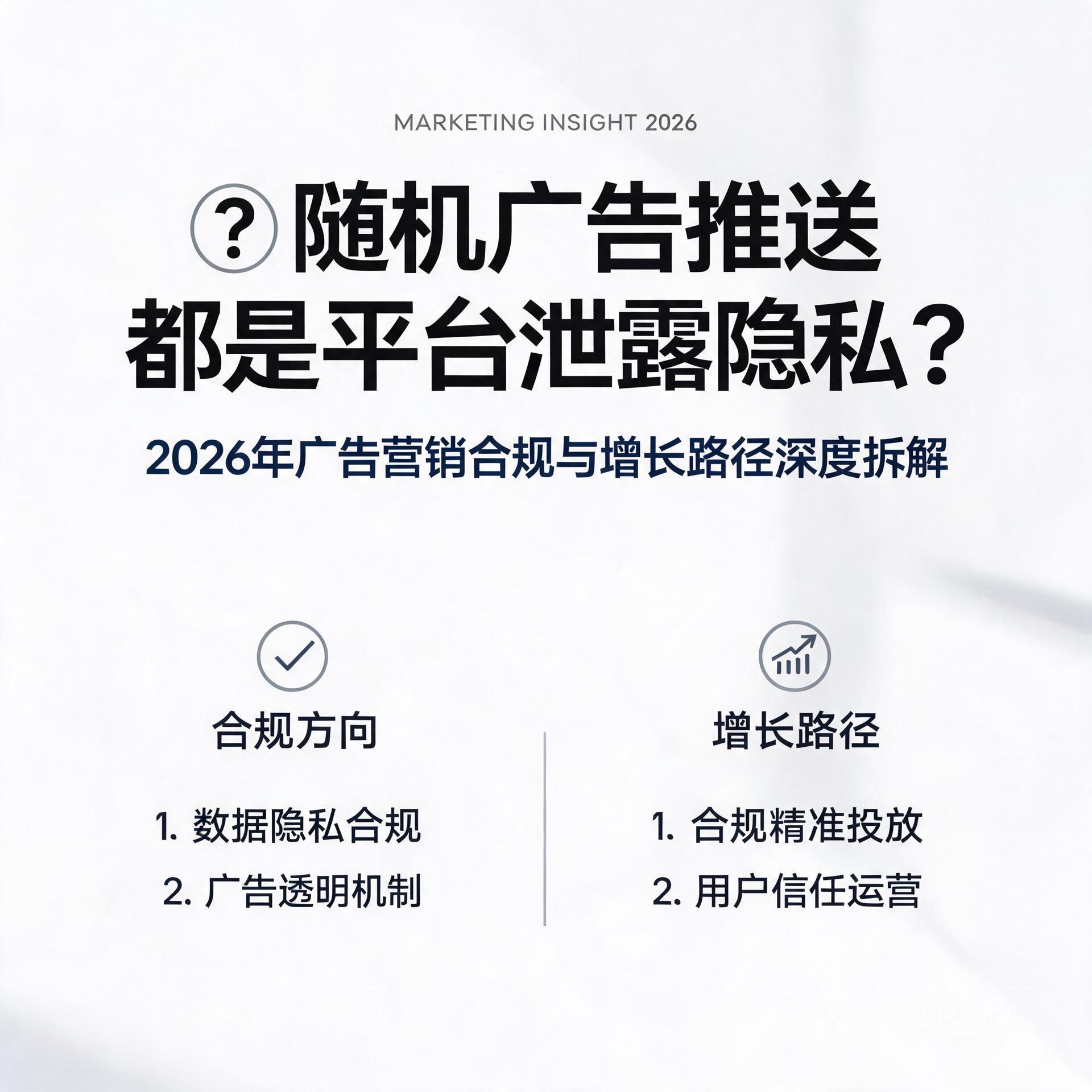 随机广告推送都是平台泄露隐私?2026年广告营销合规与增长路径深度拆解