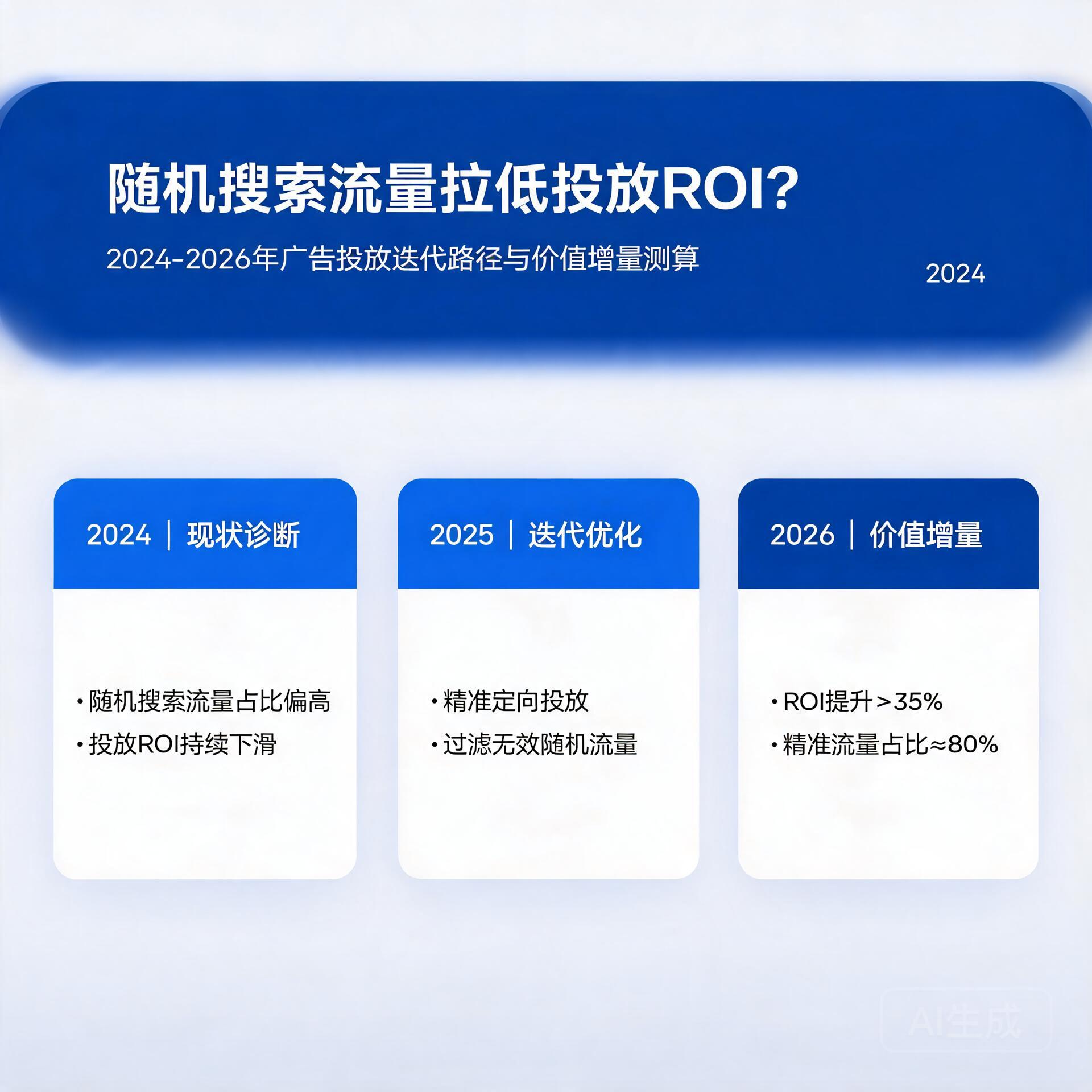 随机搜索流量拉低投放ROI?2024-2026年广告投放迭代路径与价值增量测算2024