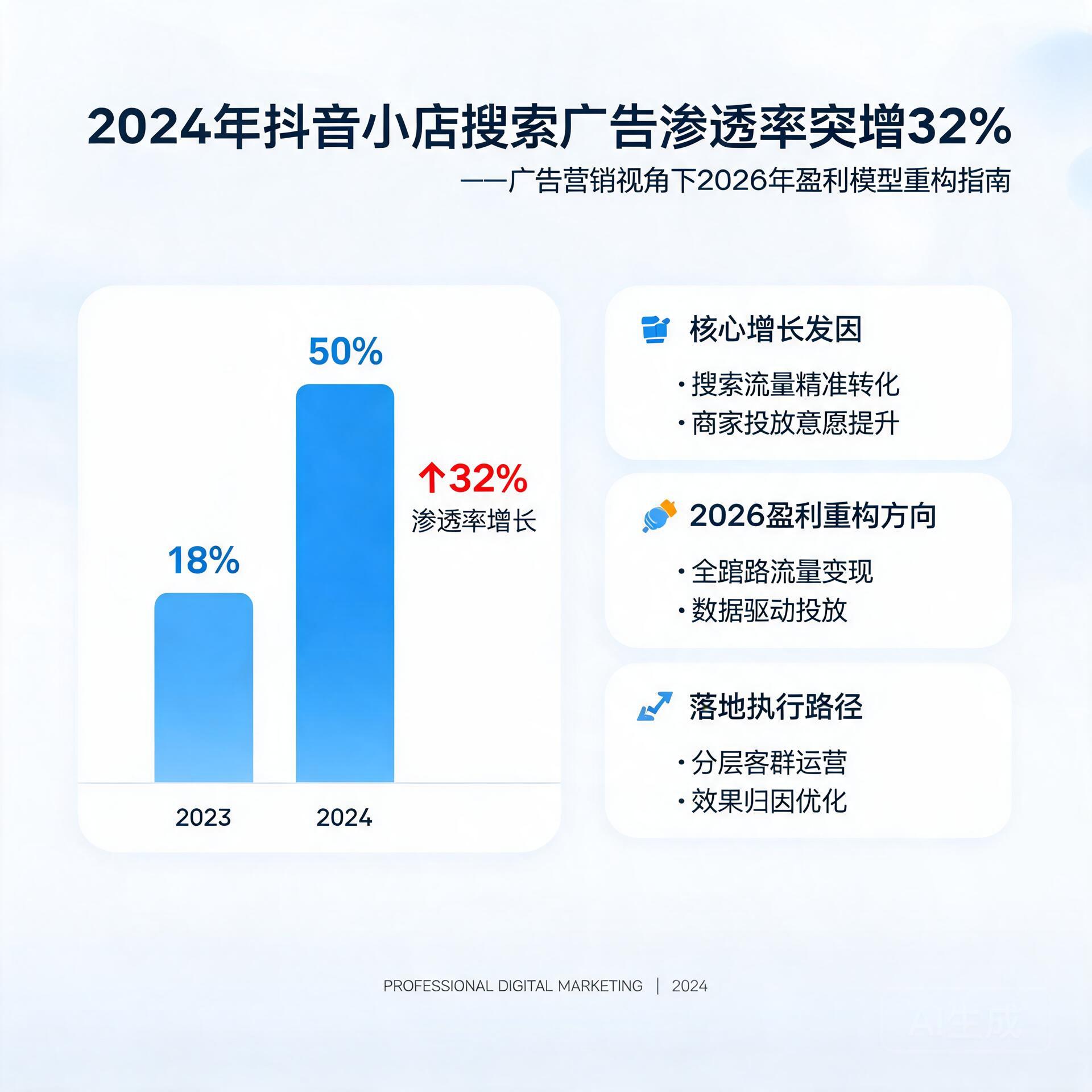 2024年抖音小店搜索广告渗透率突增32%?广告营销视角下2026年盈利模型重构指南